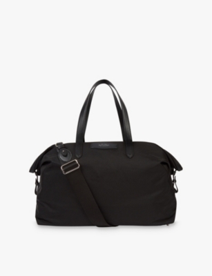 Smythson Mens Norton Leather-trim Canvas Travel Bag Black