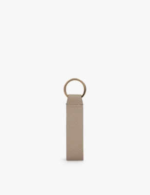 Smythson Womens Sandstone Panama Grained Leather Keyring In Sandstone