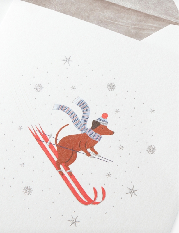 Dog Skiing Christmas cards pack of 10