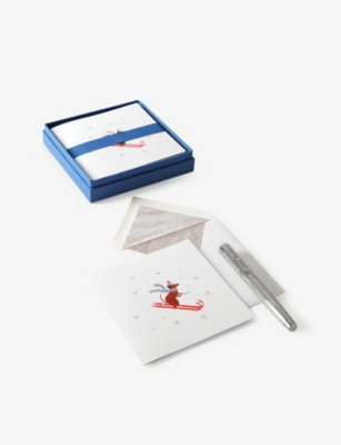 SMYTHSON: Dog Skiing Christmas cards pack of 10