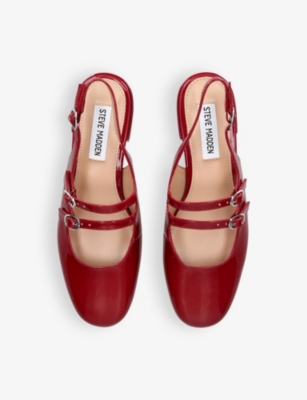 STEVE MADDEN WOMENS RED CITY VIEW BUCKLE-STRAPS PATENT PUMPS 