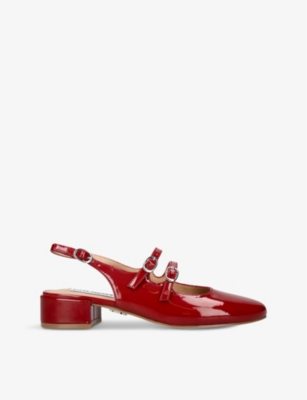 STEVE MADDEN WOMENS RED CITY VIEW BUCKLE-STRAPS PATENT PUMPS 