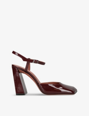 AMINA MUADDI: Charlotte square-toe patent-leather heeled pumps