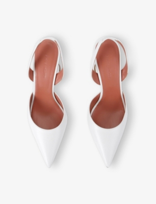 Amina Muaddi Holli 95 Leather Slingback Pumps In White