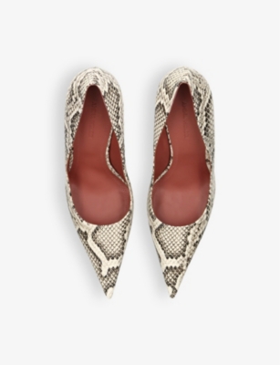 Amina Muaddi Snakeskin Print Barbara Pumps 90 In Neutral