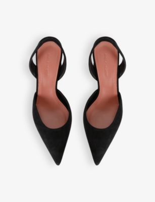 Amina Muaddi Womens Black Holli 70 Suede Slingback Heels In Black