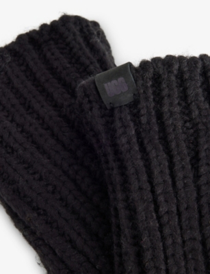 Ugg Womens  Chunky Ribbed Knit Mittens In Black