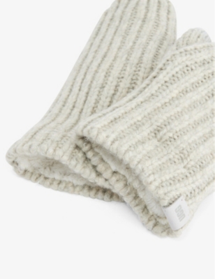 Ugg Womens Chunky Ribbed Knitted Mittens Light Grey In Light Grey