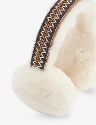 Ugg Womens Chestnut Tasman Contrast-stitch Band Sheepskin Earmuffs In Chestnut