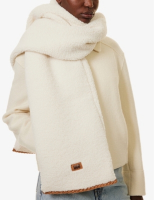 Ugg Womens Nimbus Fluff Scalloped-trim Fleece Scarf In Nimbus