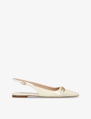 Tom Ford Womens White Whitney Logo-embellished Patent-leather Slingback Ballet Pumps