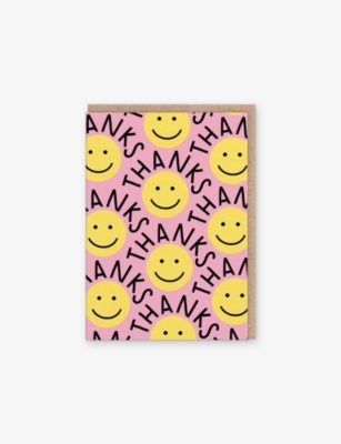 OHH DEER: Thanks Yellow Smiley Thank You Card Set Of Six