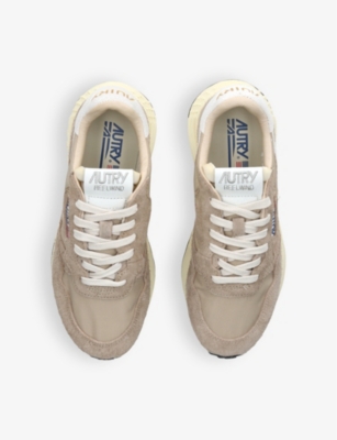 Autry Reelwind Low Nylon And Leather Craquele Pepper And White Sneakers In Beige Comb
