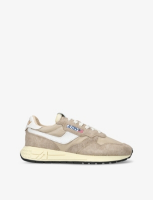 Autry Reelwind Low Nylon And Leather Craquele Pepper And White Sneakers In Beige Comb
