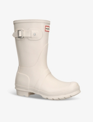 Hunter Womens Original Short Rubber Wellington Boots B In Bone
