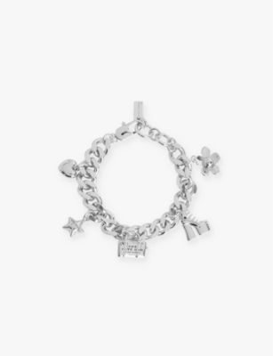 Marc Jacobs Womens Light Antique Silver Mj Mini Icon Charm Bracelet In Light Antique Silver
