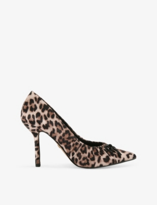 KG KURT GEIGER: Annie leopard-print ruched satin heeled courts