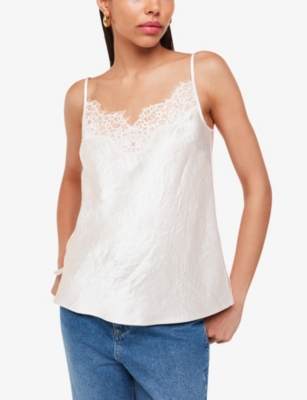 WHISTLES: Lace-trim regular-fit satin cami