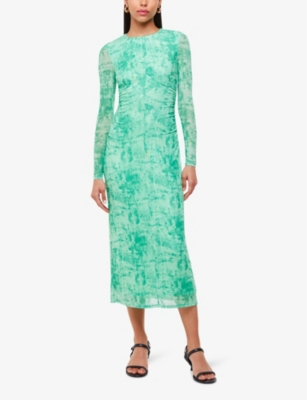 Whistles Brushwork Print Mesh Dress In Multi-coloured