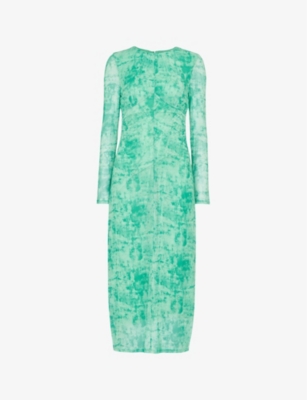 Whistles Brushwork Print Mesh Dress In Multi-coloured