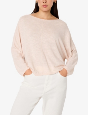 THE WHITE COMPANY: Slash-Neck Batwing-Sleeve Cotton And Linen-Blend Jumper