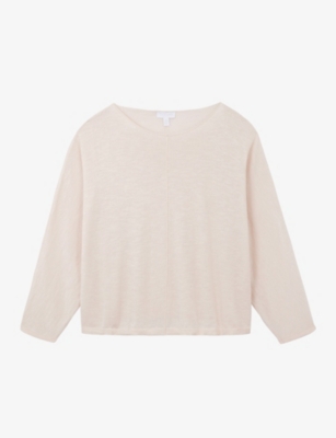 THE WHITE COMPANY: Slash-Neck Batwing-Sleeve Cotton And Linen-Blend Jumper