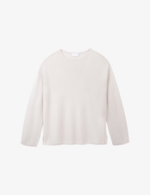 The White Company S Buttermilk Textured-stitch Slash-neck Wool And Cashmere-blend Jumper