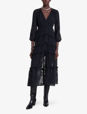 MAJE High Collar Mohair Blend Dress