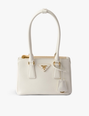 Prada Versatile Leather Handbag With Detachable Strap And Stylish Accessories In White