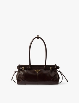 Prada Womens  Medium Leather Shoulder Bag In Brown