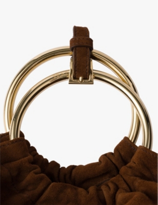 Brand-plaque mini suede bucket bag