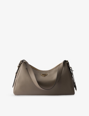 Prada Womens Grey Aimée Large Leather Shoulder Bag In Gray