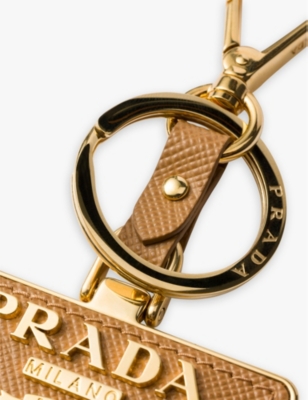 Prada Womens  Saffiano Leather And Metal Keychain In Neutral