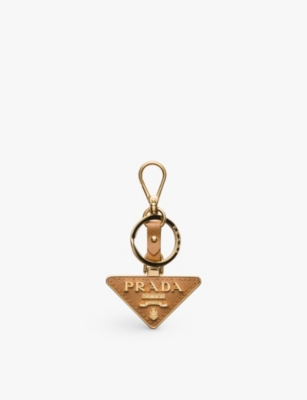 Prada Womens  Saffiano Leather And Metal Keychain In Neutral