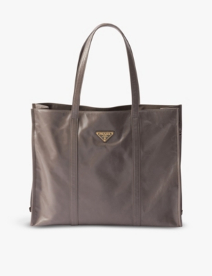 Prada Womens Grey Large Leather Tote Bag