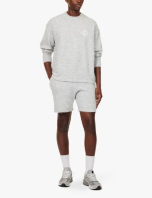 Shop The Couture Club Mens Greymarl Fluffy-knit Brand-pattern Regular-fit Knitted Shorts