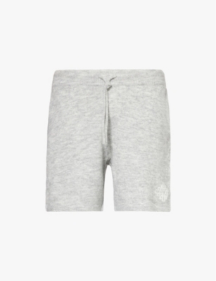 Shop The Couture Club Mens Greymarl Fluffy-knit Brand-pattern Regular-fit Knitted Shorts