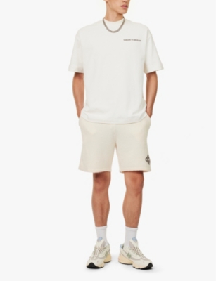 The Couture Club Mens Offwhite Fluffy-knit Brand-pattern Regular-fit Knitted Shorts In Offwhite