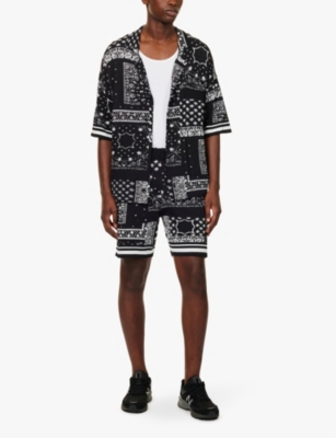The Couture Club Mens Black Paisley Regular-fit Knitted Shorts In Black