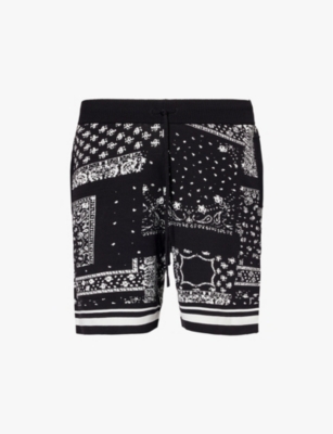 The Couture Club Mens Black Paisley Regular-fit Knitted Shorts In Black