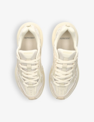 REPRESENT: Fashion Runner mesh and leather low-top trainers