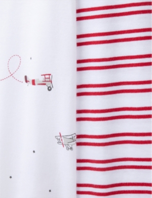 THE LITTLE WHITE COMPANY: Plane And Stripe-Print Cotton Pyjamas Set Of Two