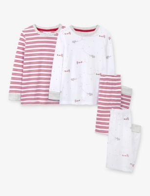 THE LITTLE WHITE COMPANY: Plane And Stripe-Print Cotton Pyjamas Set Of Two