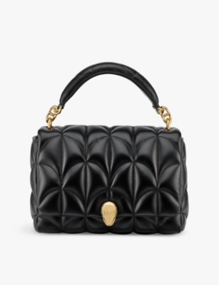 Bvlgari Womens Black Serpenti Sugarloaf Medium Leather Shoulder Bag In Black