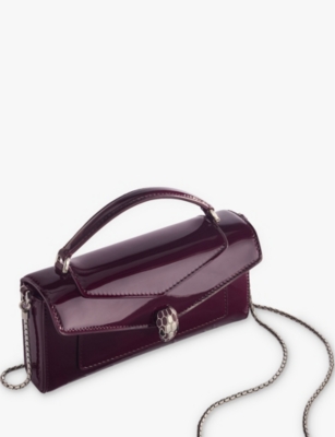 BVLGARI WOMENS VIOLET DARK SERPENTI FOREVER SNAKEHEAD-EMBELLISHED LEATHER PHONE CAS