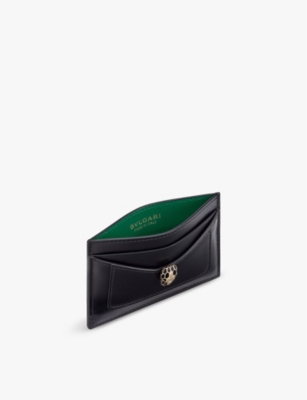Bvlgari Womens Black Serpenti Forever Snakehead-embellished Leather Card Holder In Black