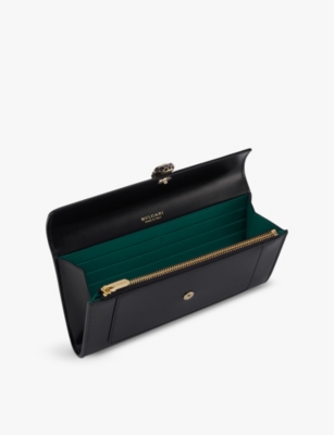 Bvlgari Womens Black Serpenti Forever Large Leather Wallet In Black