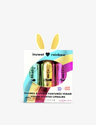 Inuwet Kids' Rainbow Trio Lip Balm Set In White
