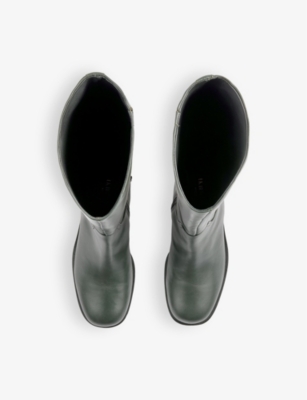 LK BENNETT: Claude round-toe leather heeled knee-high boots