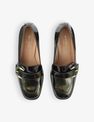 LK BENNETT: Mara buckle-embellished patent-leather heeled pumps